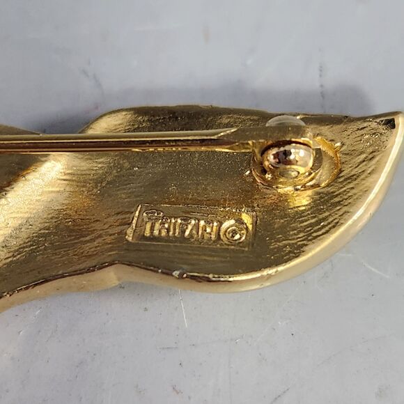 Crown Trifari Triple Horse Head Brooch Pin Equestrian Jewelry Vtg Costume Estate - Picture 8 of 9